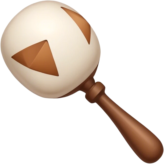 White rattle with triangles drawn on it in brown emoji