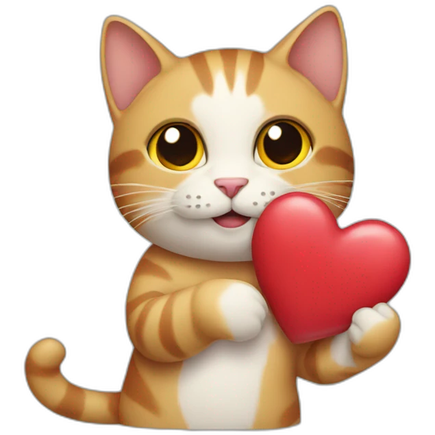 cat holding a heart in his hands emoji