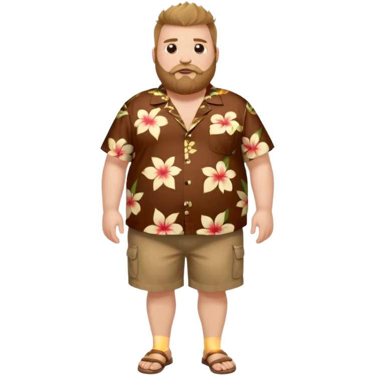 Fat white man full body wearing Hawaiian shirt brown fauxhawk and beard  emoji