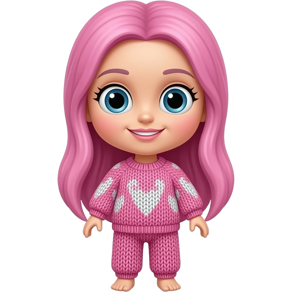 Funky Pink hair knitting emoji
