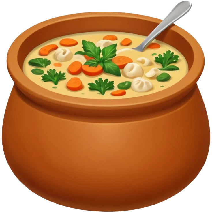 soup in clay, no spoon emoji
