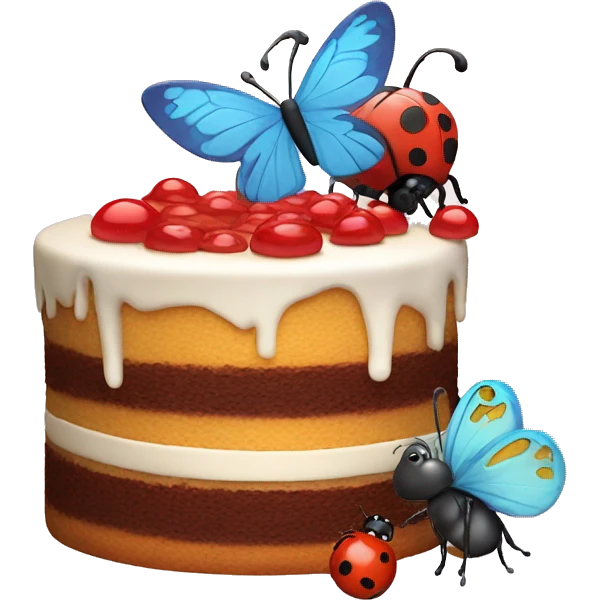 Butterfly and a ladybug baking a cake emoji