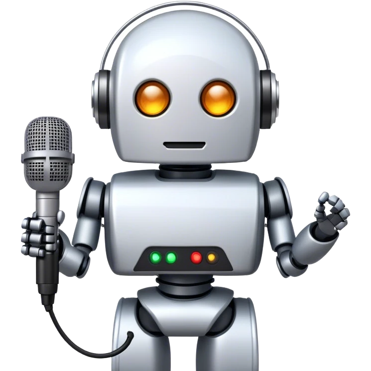 the robot holds the microphone emoji