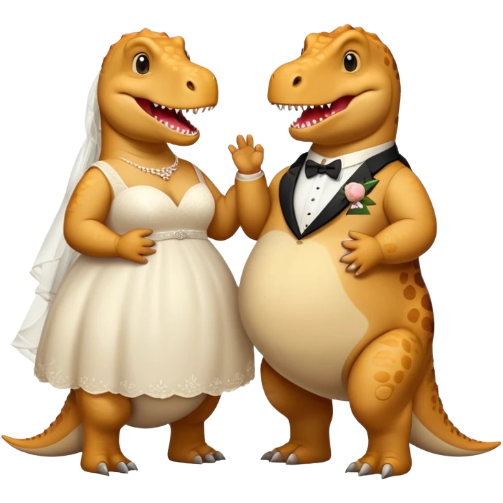 two fat dinosaures wedding emoji