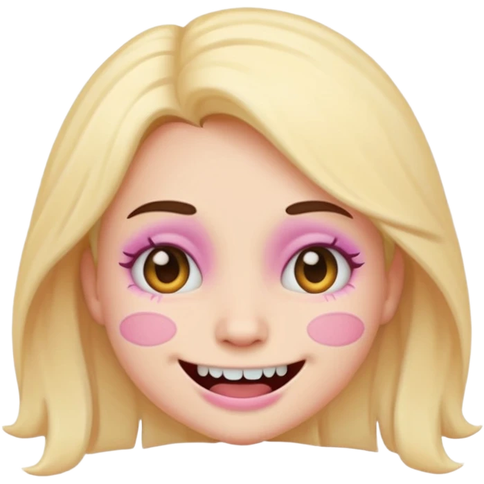 scary cute woman emoji, stitched smile, pastel colors emoji