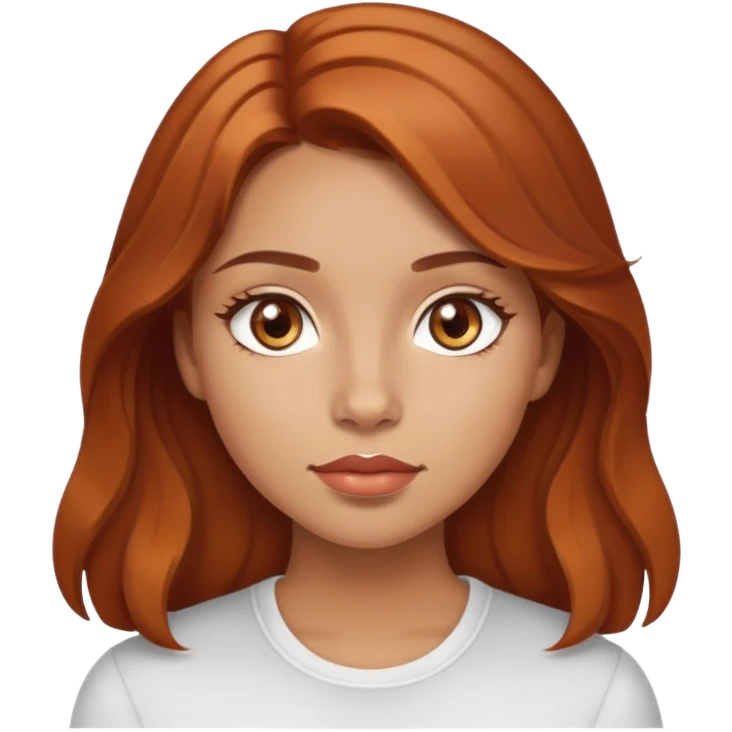 girl with hazel eyes, light tan skin, middle lips size and slightly wavy auburn hair emoji