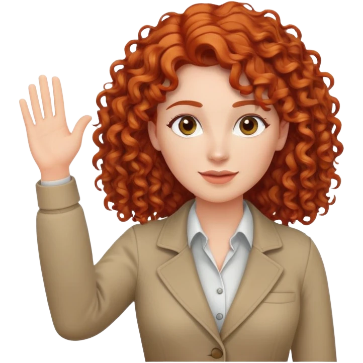 curly red-haired woman raising hand work appropriate emoji