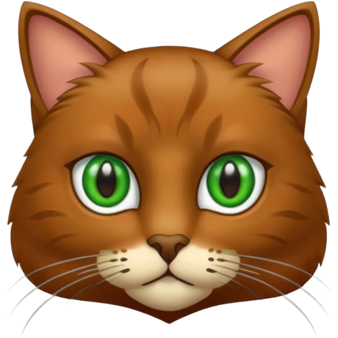 eine braune flauschige niedliche katze mit grünen augen die augen sollen nicht leuchten sondern matt sein  emoji