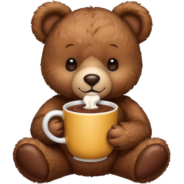 Teddy bear holding cup of hot chocolate  emoji