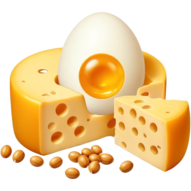Ethereal glowing vitamin K2 symbol surrounded by aged cheese, golden egg yolk, and natto. A single bone floats nearby with a golden dot where calcium is being properly deposited, showing how K2 guides calcium to strengthen bones. emoji