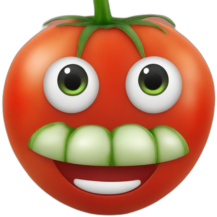 Tomato with eyes and moustaches emoji