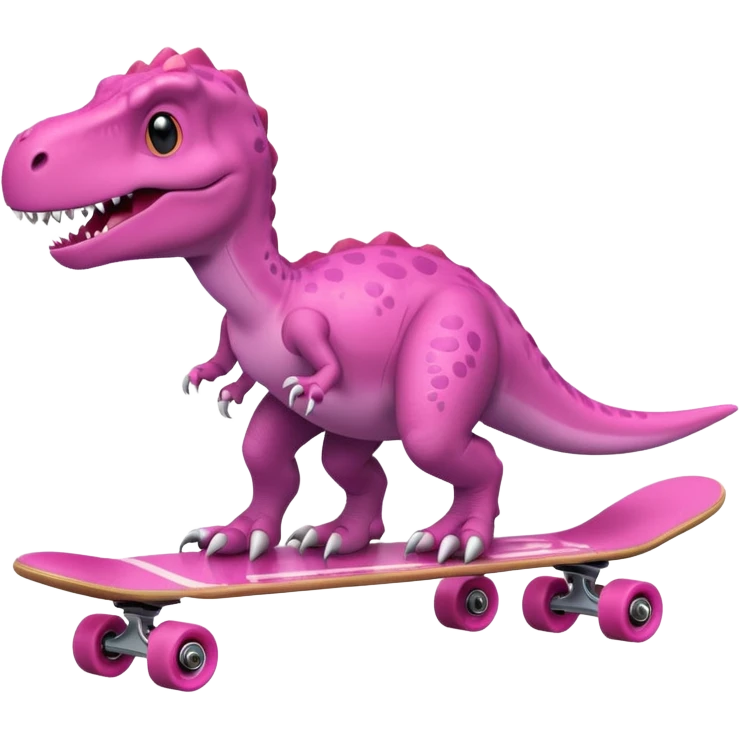 Dinosaur on a skateboard in pink  emoji