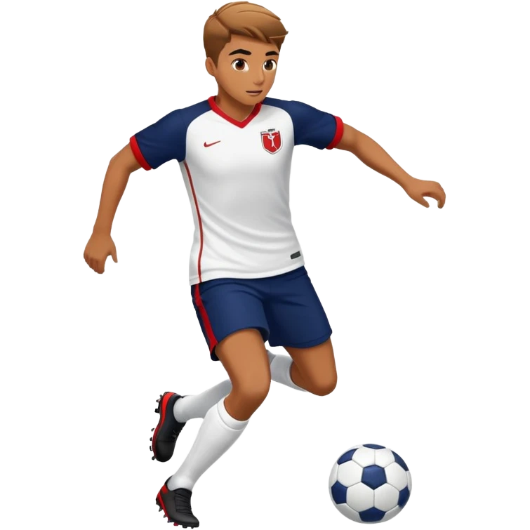 soccer player uniform have navy, white, red colors emoji