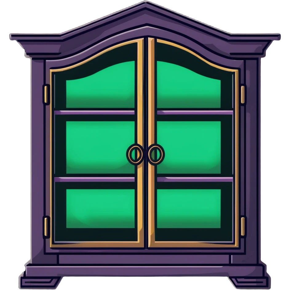 Harry Potter style vanishing cabinet with magical glow emoji