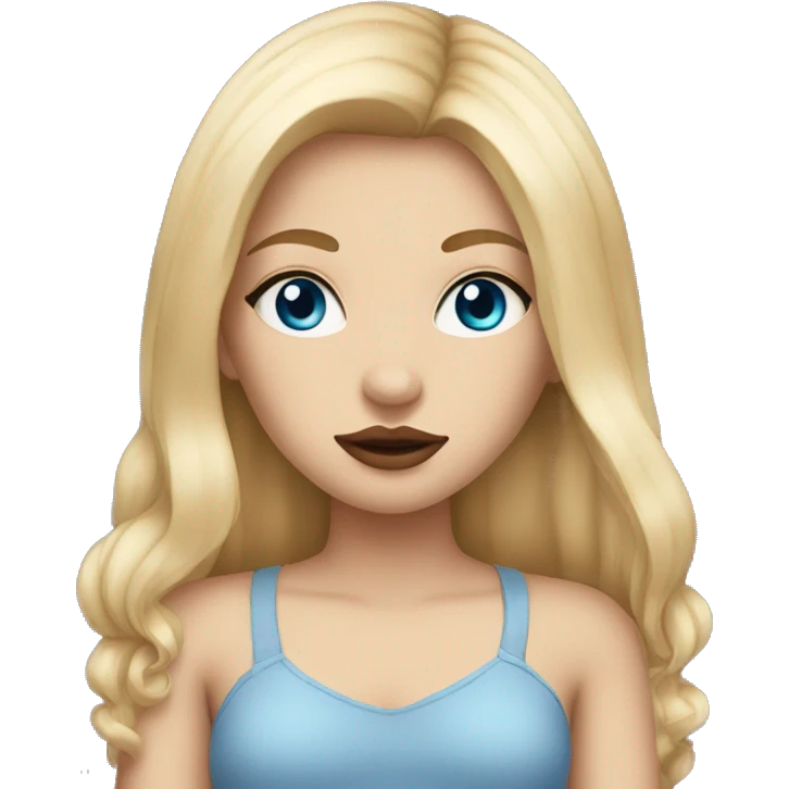 Girl with big lips straight blond hair Eyeliner and Piercing Blue eyes emoji