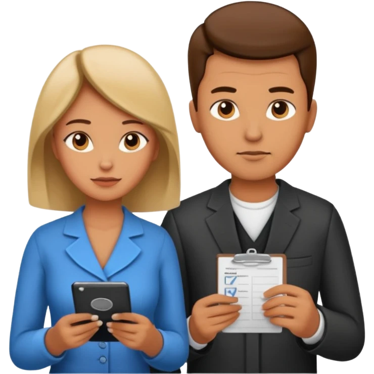 modern looking husband and wife avatars looking down at the check list emoji