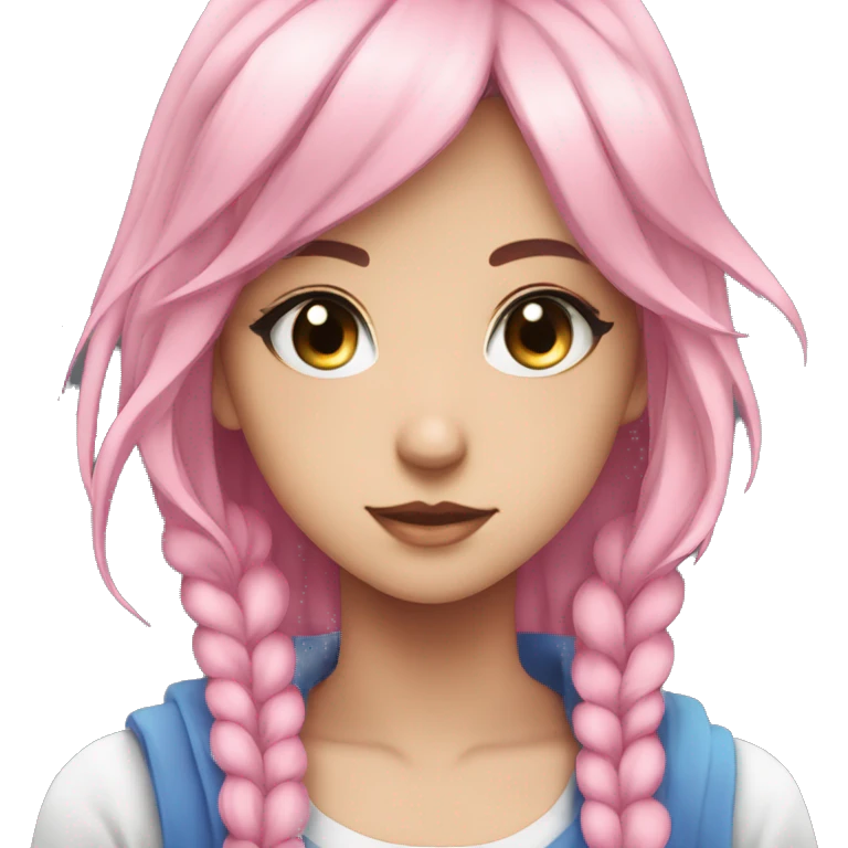 anime girl woman beatiful with pink eys and blye eyes emoji