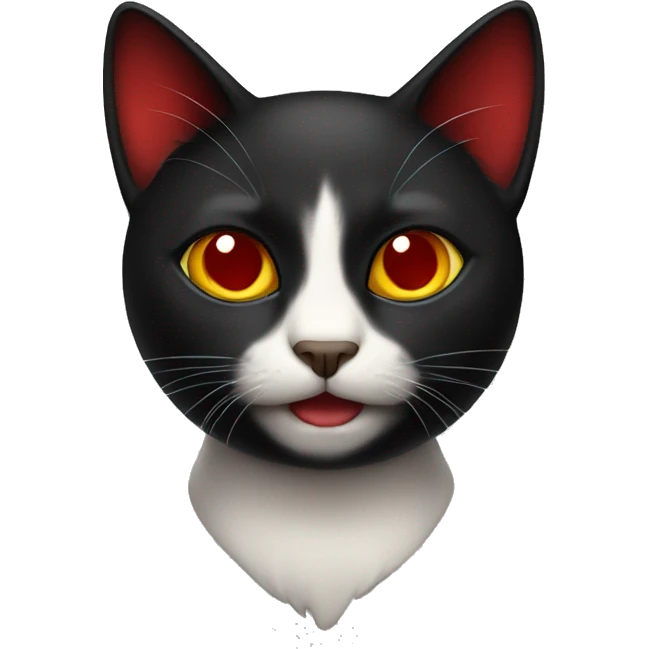 Black cat with red destila emoji