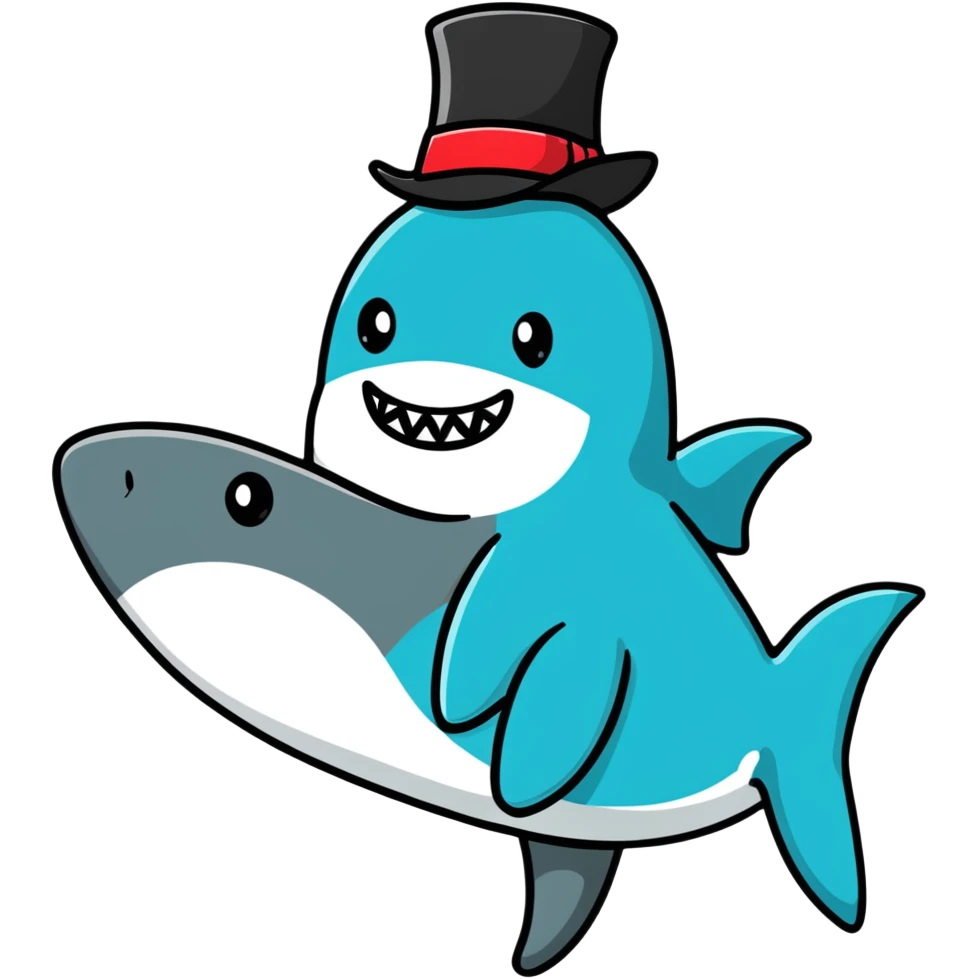 Shark with a top hat emoji