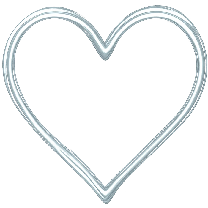 heart with a glowing silver outline, digital illustration emoji