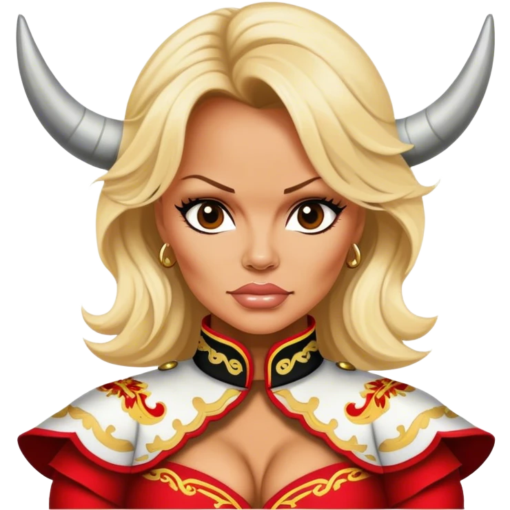 Pamela Anderson as a bull fighter emoji
