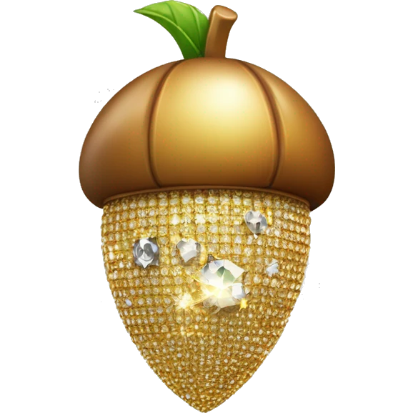 a sparkling diamond acorn, with stem of gold emoji
