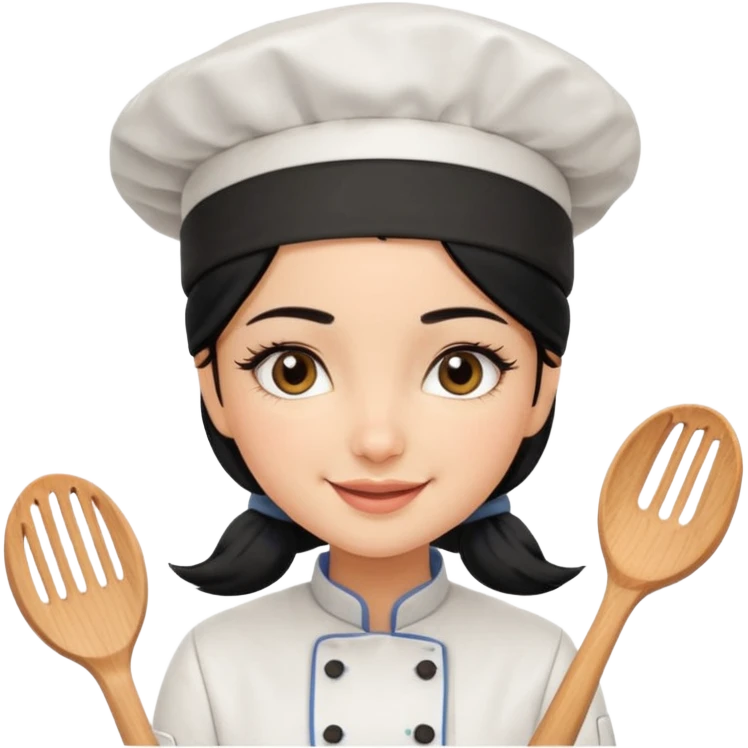 Create a cute girl, black hair, Middle Eastern with lashes  chef🧑‍🍳 emoji emoji