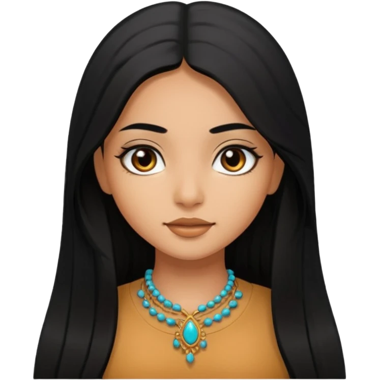 Caramel skinned girl, straight long hair, Pakistani, black eyes and hair  emoji