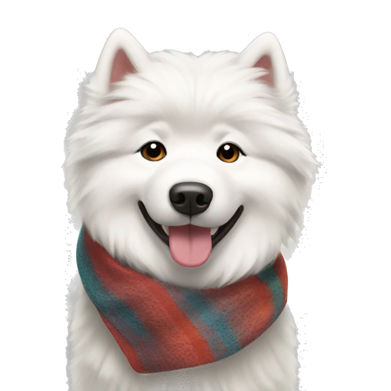 Samoyed dog wearing a scarf  emoji