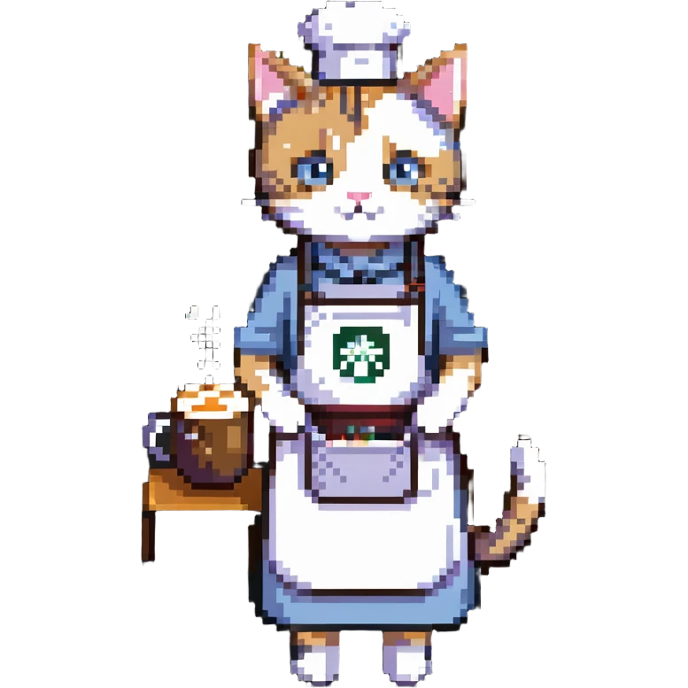 cat barista with apron emoji