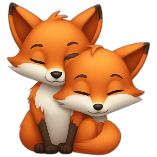 Two different foxes cuddling emoji