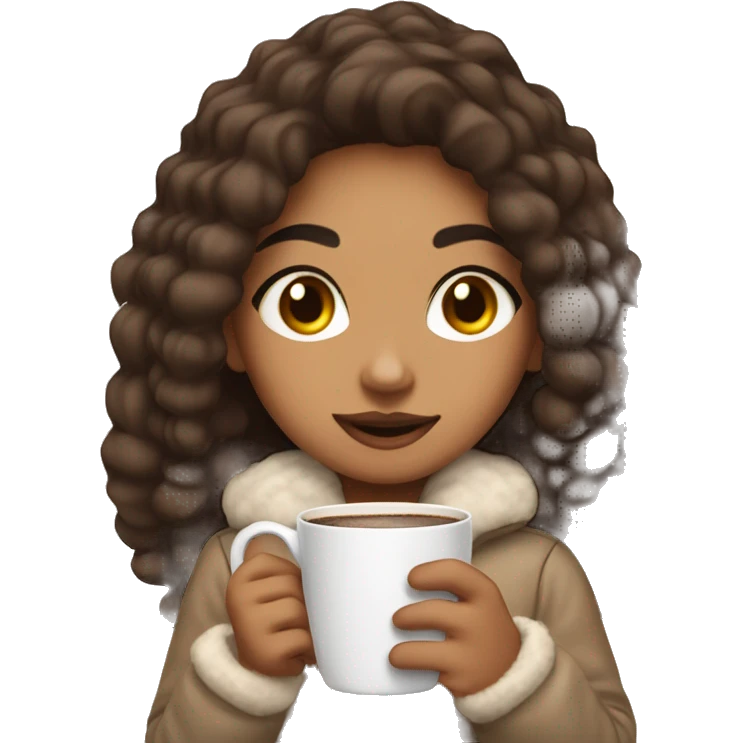 lightskin girl with hot coco in her hand emoji