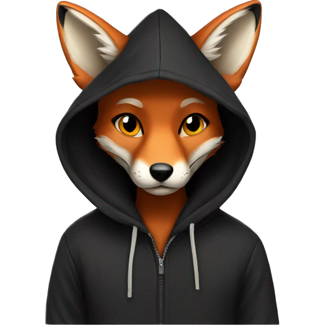 Fox wearing black hoodie  emoji