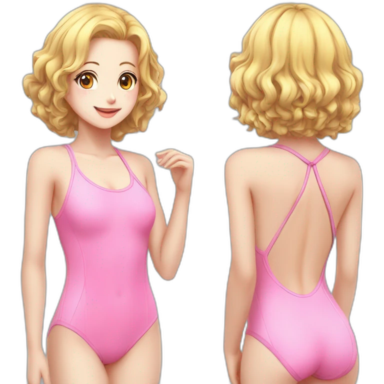 upperbody female child light skin one-piece swimsuit backless cute adorable sweet emoji