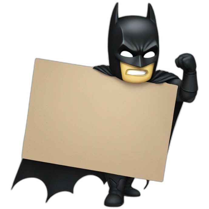 Batman holding a billboard emoji