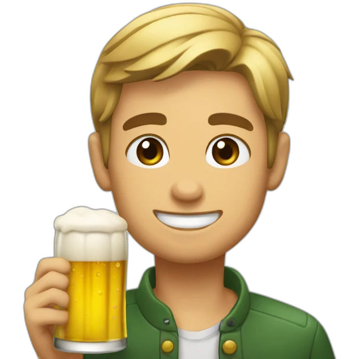Joven tomando cerveza  emoji