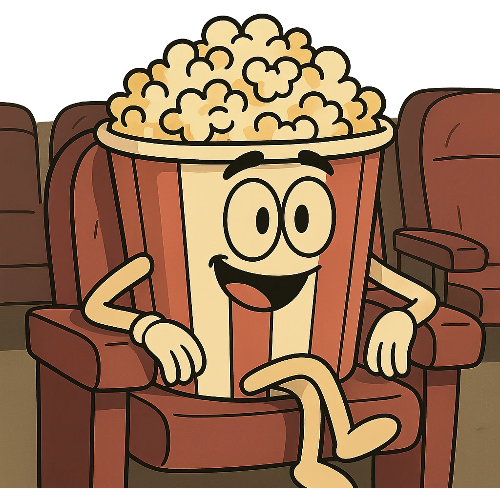popcorn in a movie theater bucket, cartoon style emoji