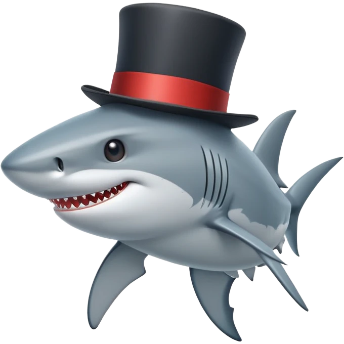Shark with a top hat emoji