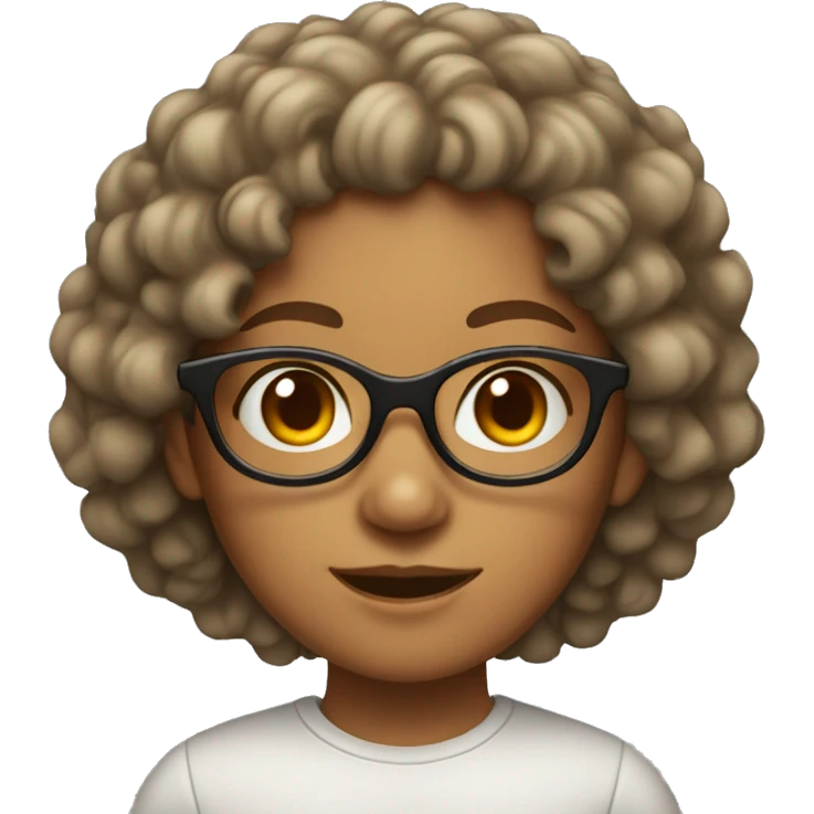 Curly head girl with a tan with clear glasses emoji
