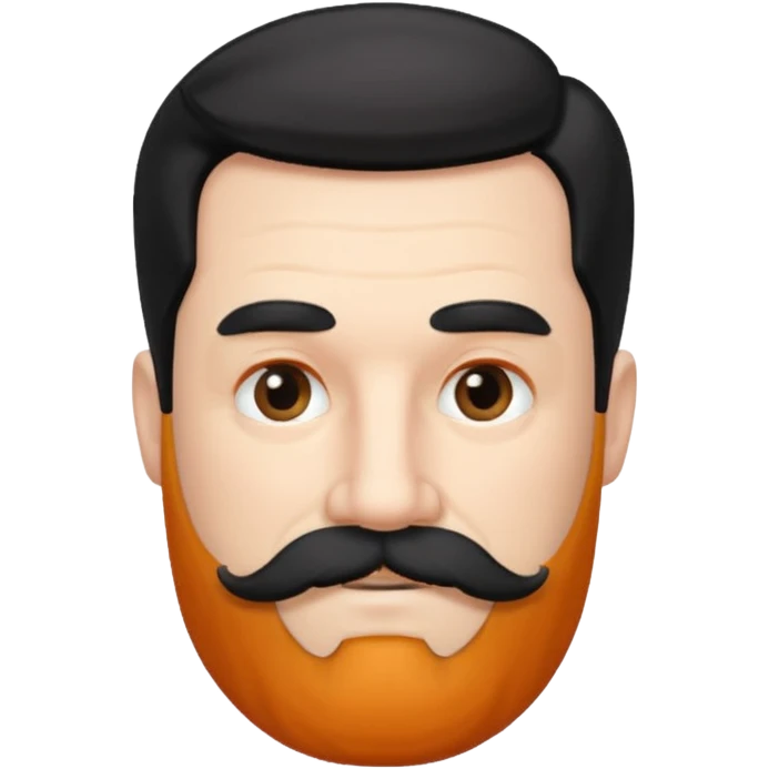 50 yr old white man, pale skin black hair with some grey highlights, side swept part, groomed moustache and beard emoji
