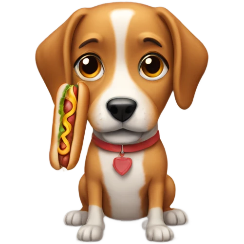 dog with a hotdog emoji