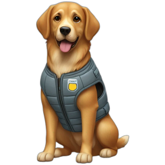 Chien avec un gilet de sécurité  emoji