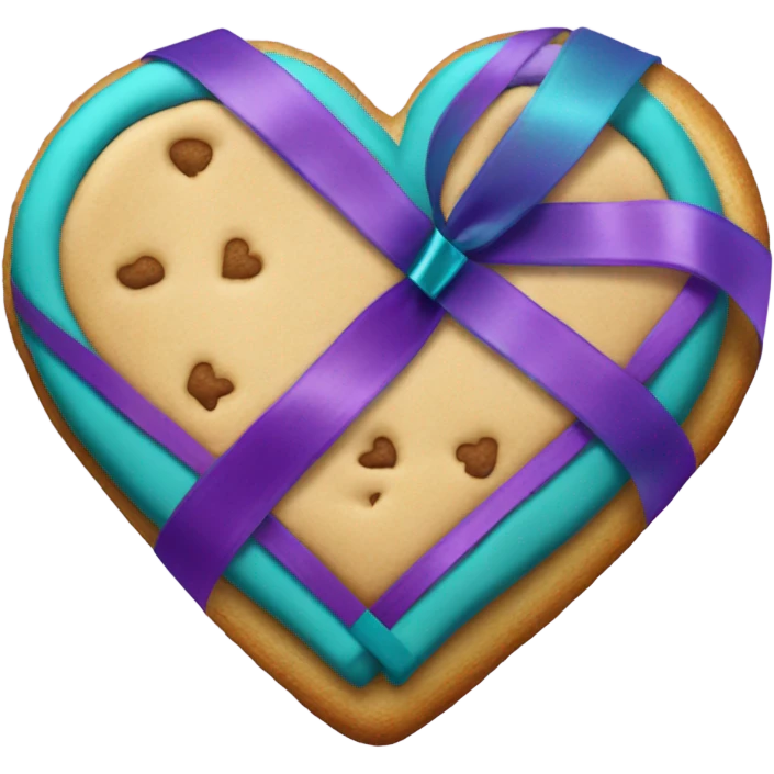 Cookie heart with teal purple support ribbon emoji