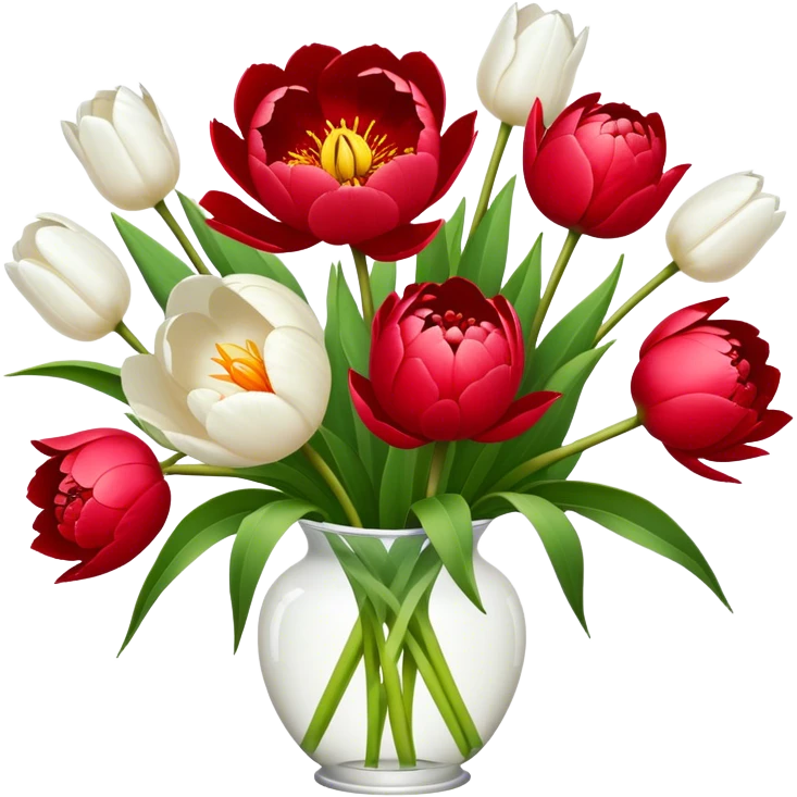 Rote Pfingstrosen und weiße Tulpen emoji