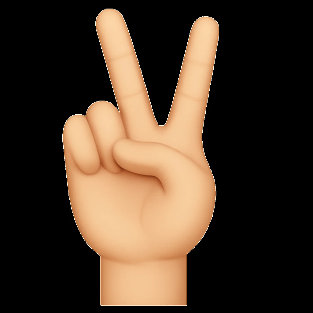rotate the peace sign hand gesture further downward, keep the same style and colors (emoji style) emoji