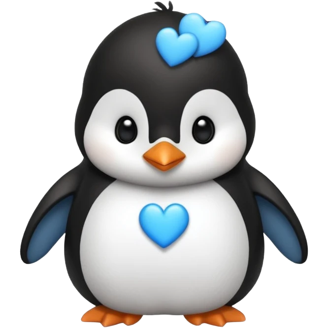 loving cute penguin whit blue hearts around him emoji