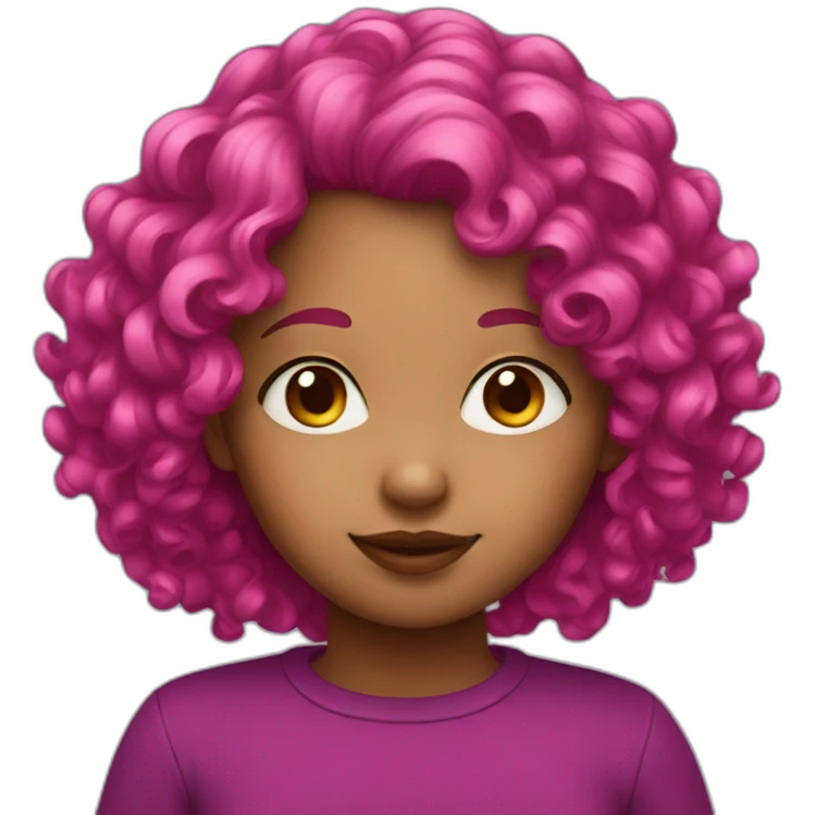 Girl curly magenta hair emoji