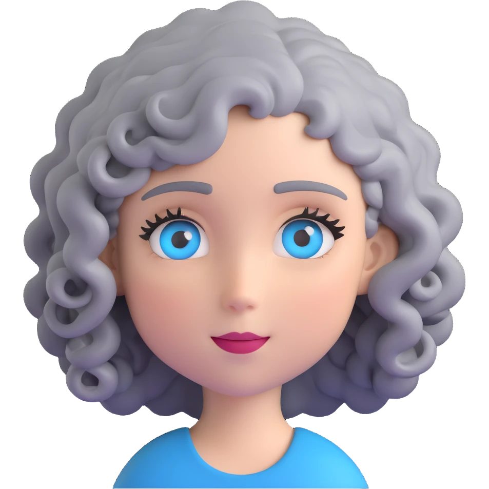 girl with grey curly hair and blue eyes emoji