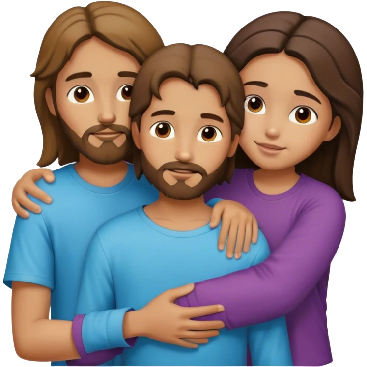 jesus christ hugging a boy and girl who have different color shirts emoji