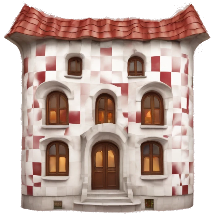 Gaudí red and white checker board walls house emoji
